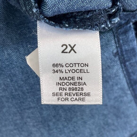 Martha Stewart Womens Plus 2X Denim Chambray Button Up Shirt Shoulder Epaulets - Picture 4 of 10